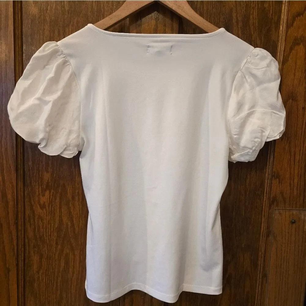 J. Crew Cream Ruffled Short Sleeve Blouse NWT Xsmall